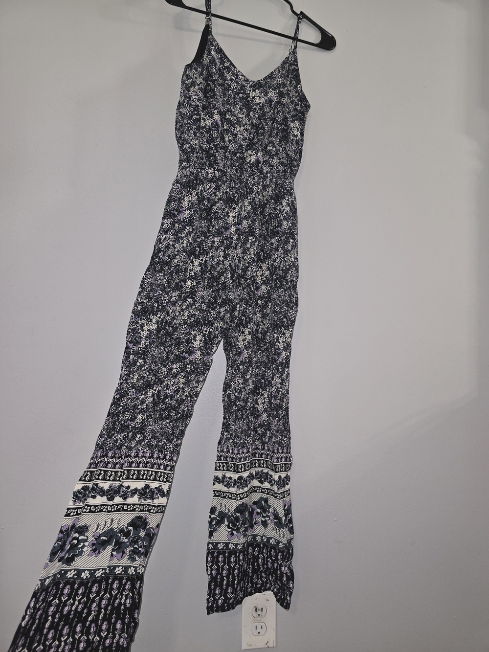 Mimi Chica Black Floral Spaghetti-Strap Jumpsuit